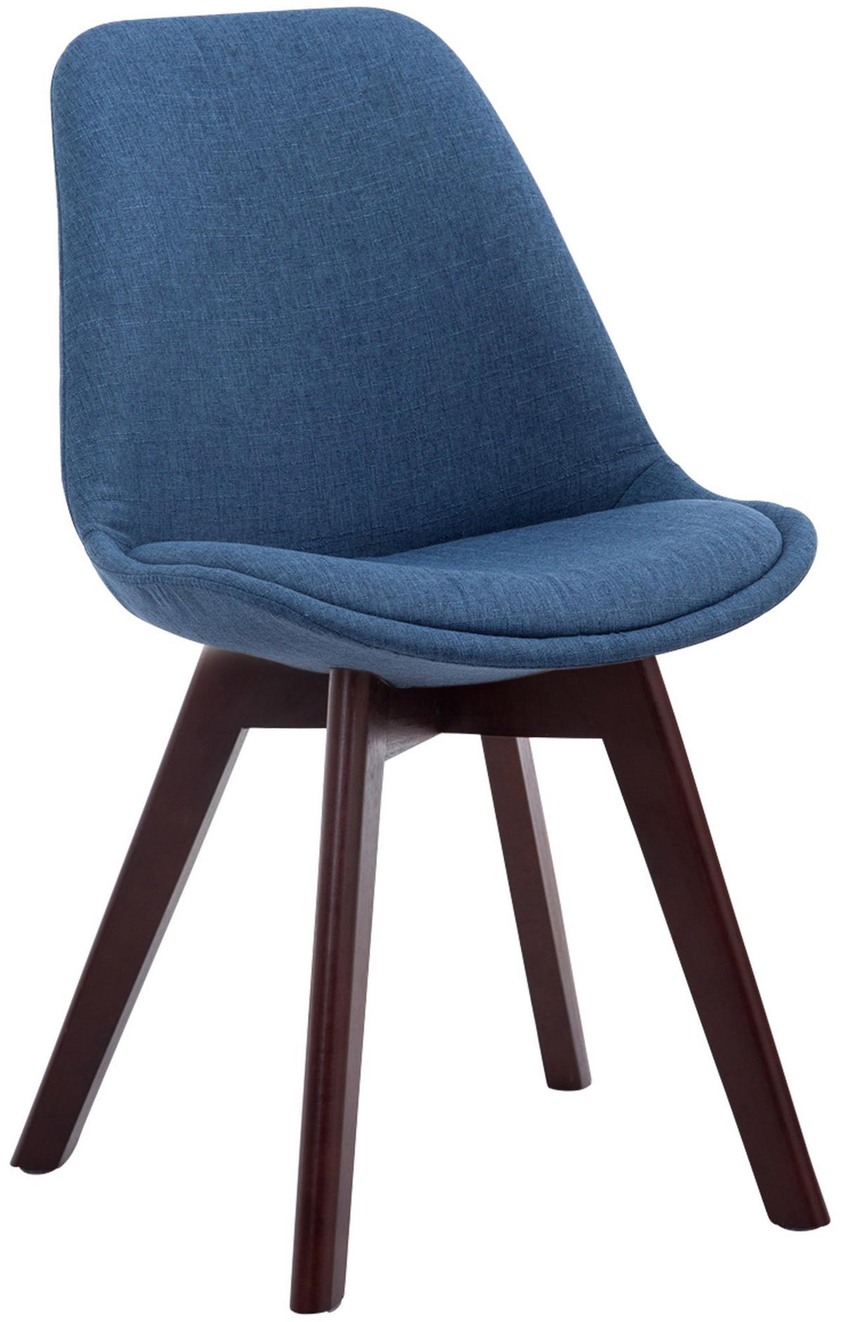 STUHL Stoff Blau - Blau/Walnussfarben, Holz/Textil (48/84/55cm) - CLP