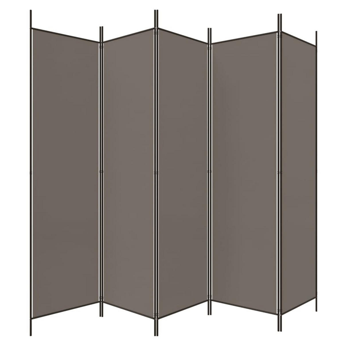 PARAVENT 5-teilig Anthrazit 250/200 Cm Stoff - Anthrazit, Textil (250/200/0.1cm) - vidaXL