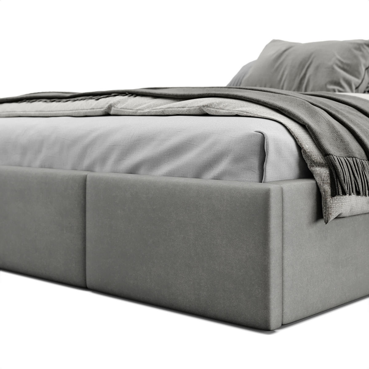 POLSTERBETT für Schlafzimmer Bett mit Stauraum Grau 180x200cm - Grau, Holzwerkstoff/Textil (180/200cm) - Muralo