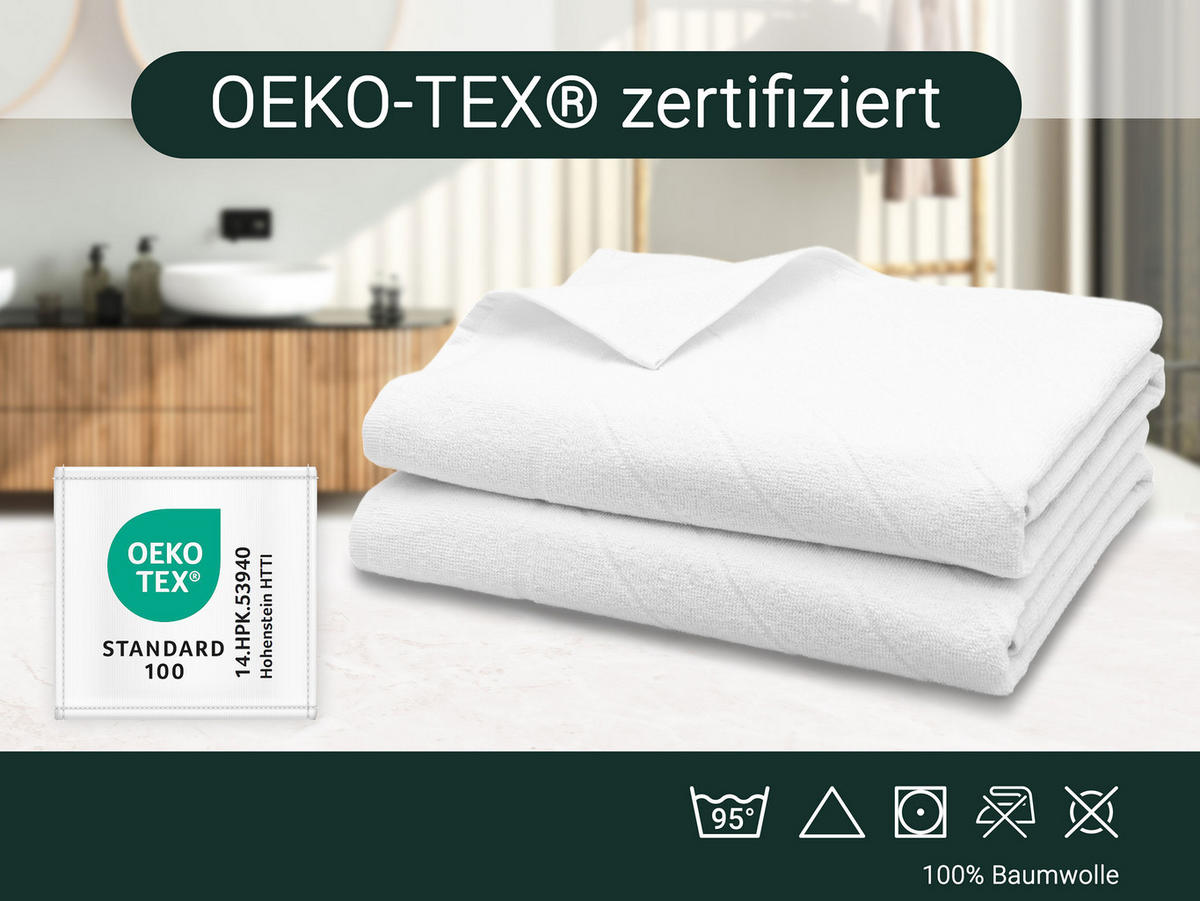 DUSCHTÜCHER, 2er-Set, 70x140 cm, 100% Baumwolle, Weiß - Weiß, Textil (70/140cm) - Zollner