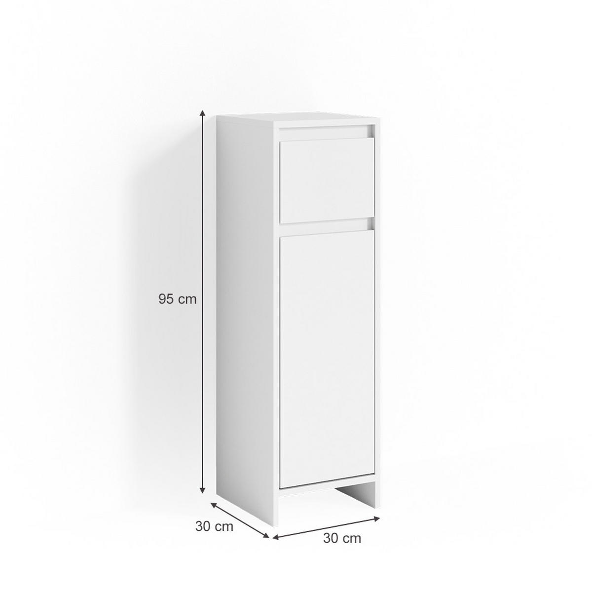 MIDISCHRANK Emma Weiß 30 x 95 cm - Weiß, Holzwerkstoff (30/95/30cm) - Vicco