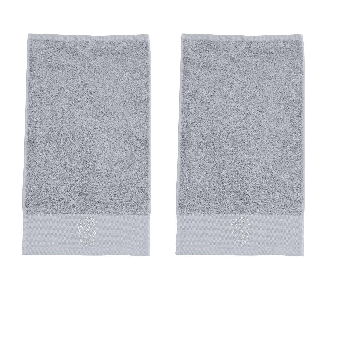 GÄSTEHANDTÜCHER Black Line Stone Skull silber 2er Set - Hellgrau, Textil (30/50cm) - done
