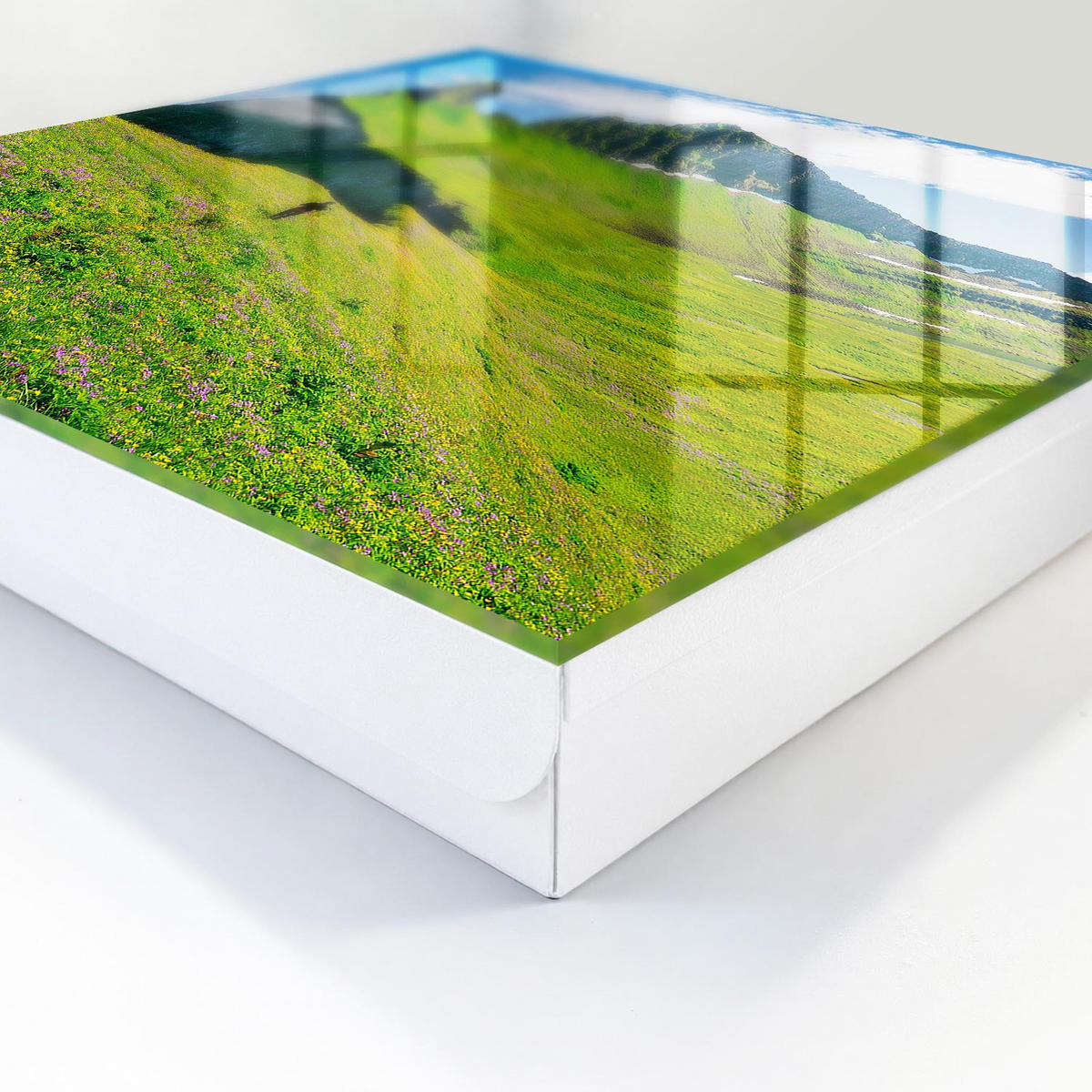 SCHLÜSSELBOX Weiß 30x30 cm – Türöffnung nach rechts - Grüne Berge - Grün, Metall (30/30/5cm) - TULUP