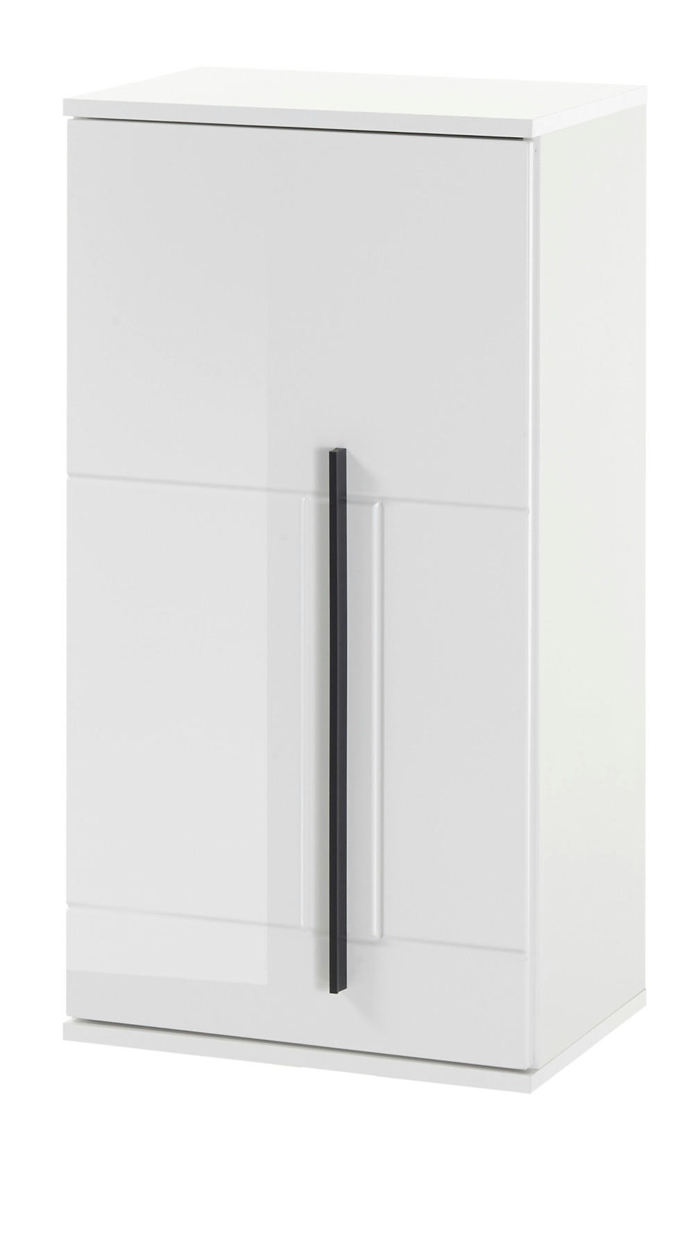 BAD-HÄNGESCHRANK weiß Hochglanz, Badschrank hängend, 45 x 85 cm - Weiß Hochglanz/Schwarz, Holzwerkstoff/Kunststoff (45/85/30cm) - Furn.Design