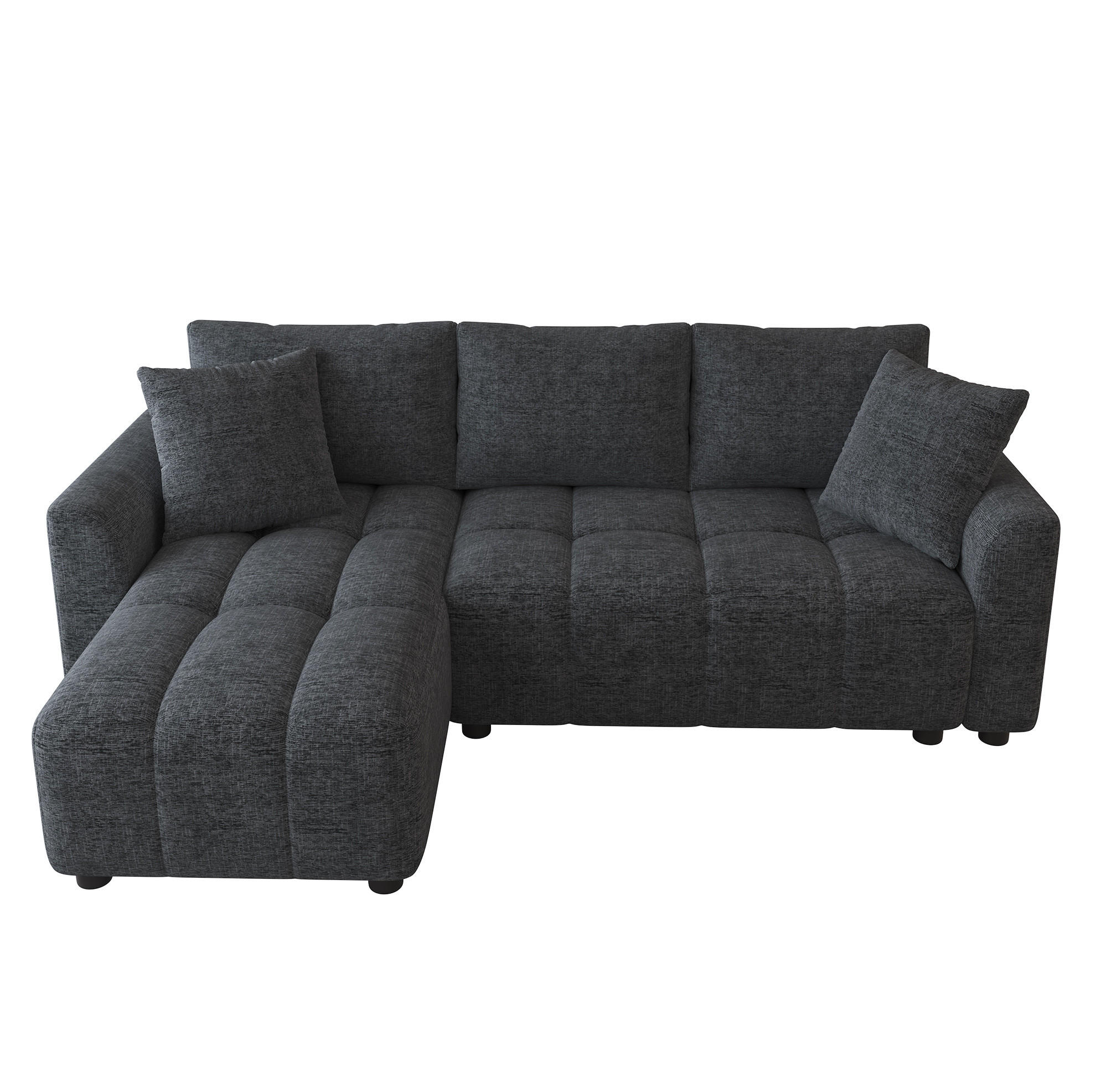 ECKSOFA 204/127/82,5 cm grau aus Chenille mit Chaiselongue - Grau, Textil (127/204cm) - OKWISH