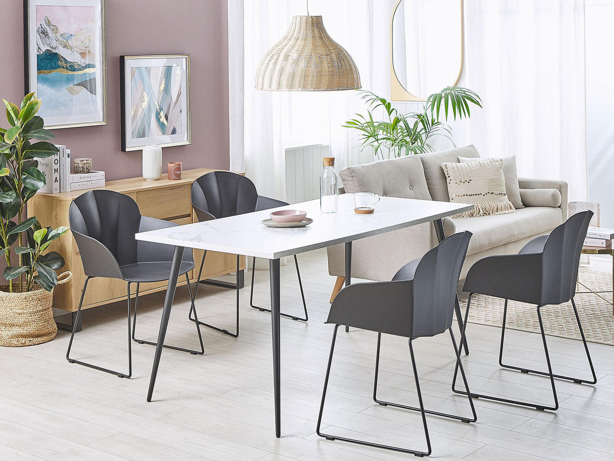 ESSZIMMERSTUHL 2er-Set Kunststoff Schwarz Sylva - Schwarz, Kunststoff/Metall (58/85/54cm) - Beliani