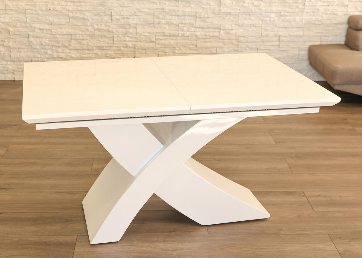 ESSTISCH Nolana 200-240 cm - Weiß Hochglanz, Holzwerkstoff (200/100/76cm) - Sedex