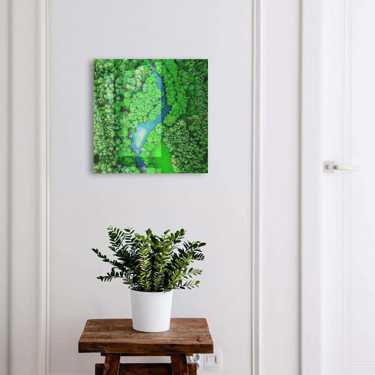SCHLÜSSELBOX Schwarz 30x30 cm- Türöffnung nach rechts - Grüne Wälder - Grün, Metall (30/30/5cm) - TULUP