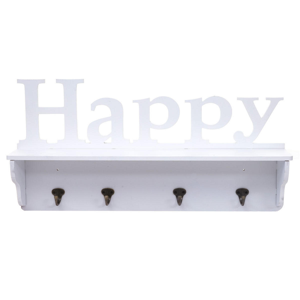 WANDGARDEROBE HAPPY 4 HAKEN Reinweiß - Weiß, Holz (60/30/13cm) - MCW