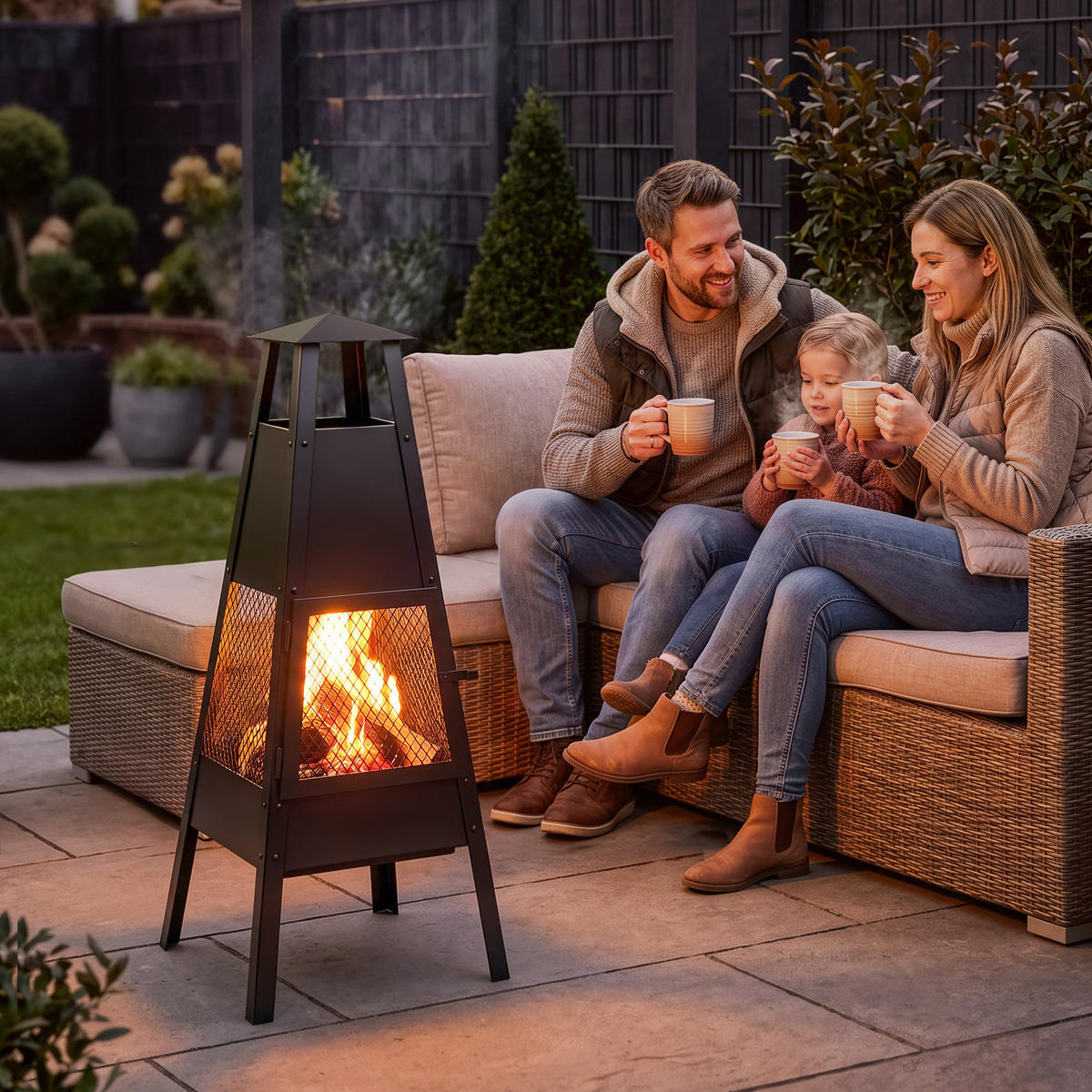 FEUERSTELLE Kohlenstoffstahl Schwarz - Schwarz, Metall (40.5/97/41cm) - Outsunny