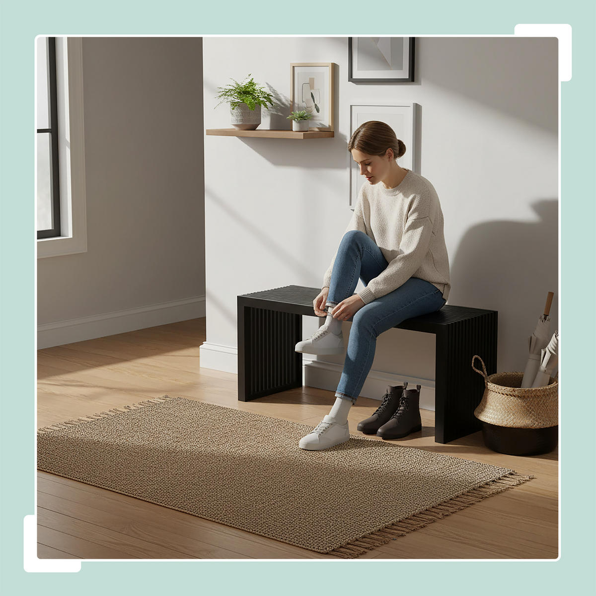 SITZBANK - Schwarz, Holz/Textil (90/43/33cm) - Relaxdays