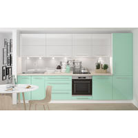KÜCHENLEERBLOCK Brerra Cdb lichtgrün / reinweiß lackiert / weiß matt 9-teilig - Weiß/Grün, Holzwerkstoff (340/207/50cm) - Feldmann-Wohnen