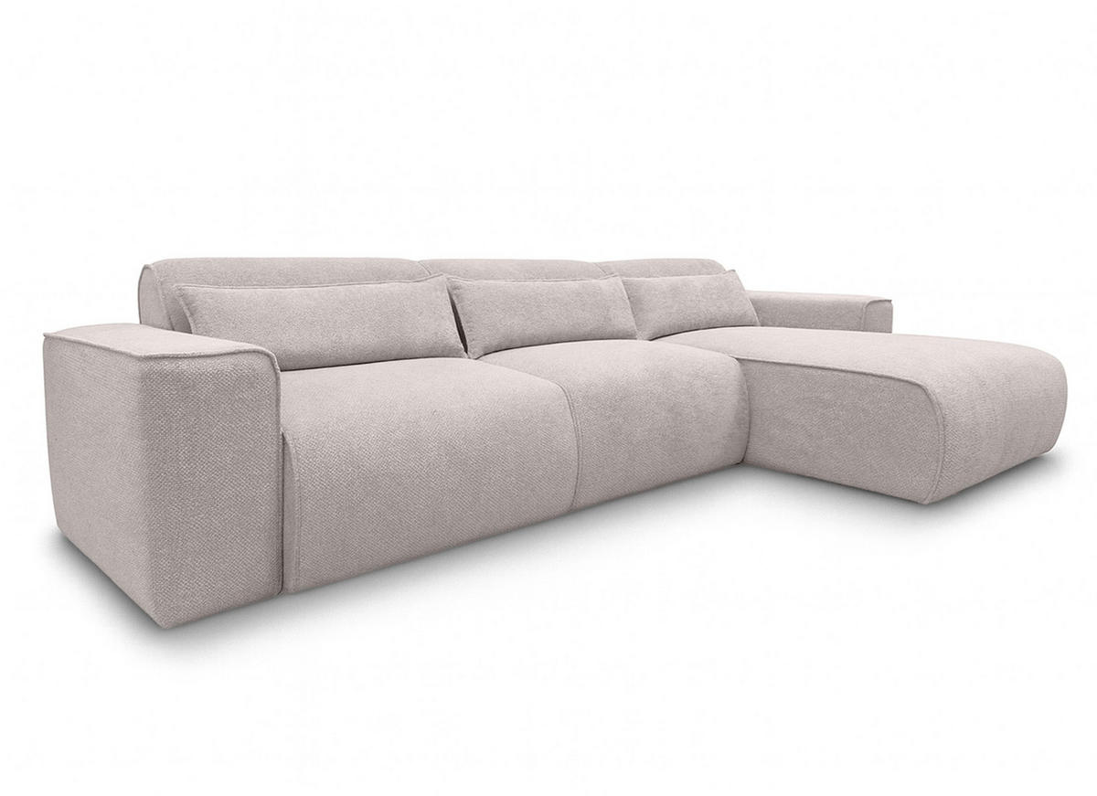 ECKSOFA L Form Ruyam Creme 310/165/78 cm – Schlaffunktion Rechts - Creme/Schwarz, Kunststoff/Textil (310/170cm) - AX Living