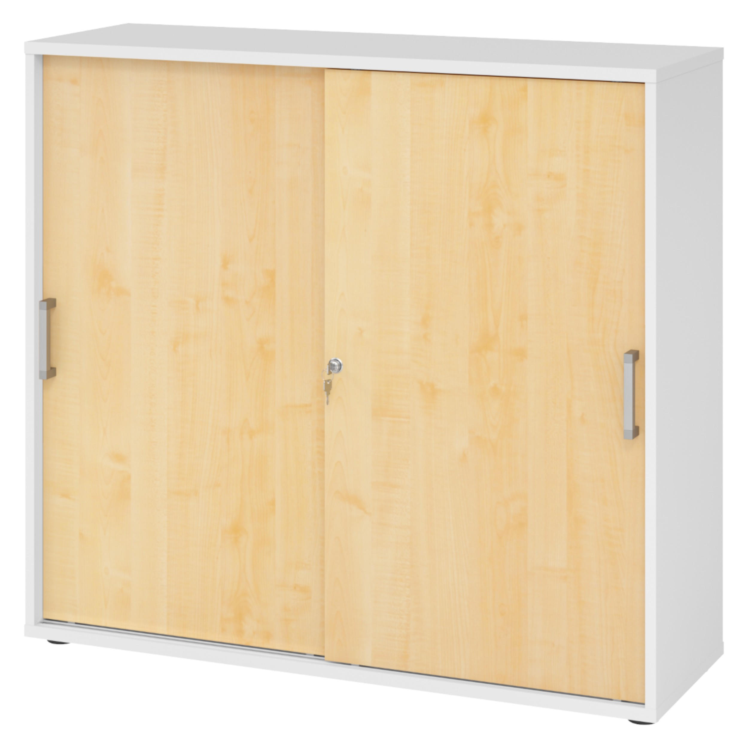 bümö Schiebetürenschrank Weiß, Ahorn 120x110x40 cm