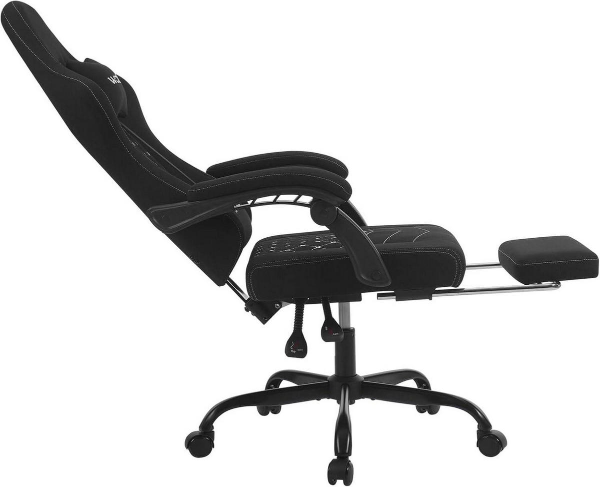 GAMINGSTUHL mit Massagefunktion, Computerstuhl Ergonomisch - Schwarz/Weiß, Kunststoff/Textil (70/127/70cm) - Woltu