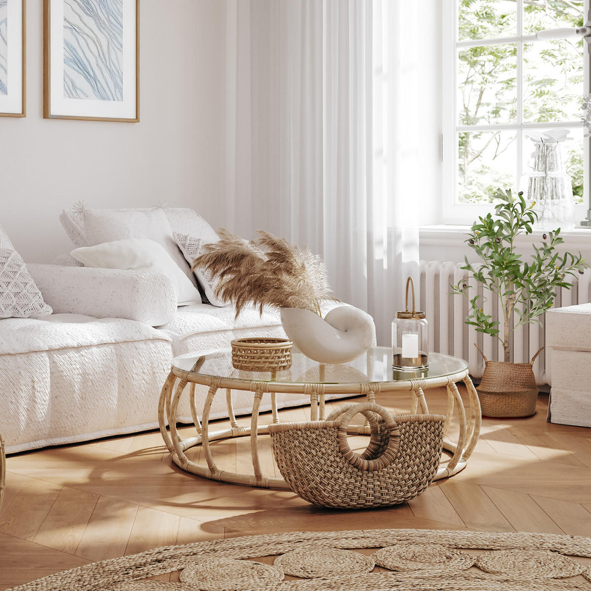 OLIVENBAUM - Dunkelgrün/Grün, Kunststoff/Stein (90cm) - Relaxdays
