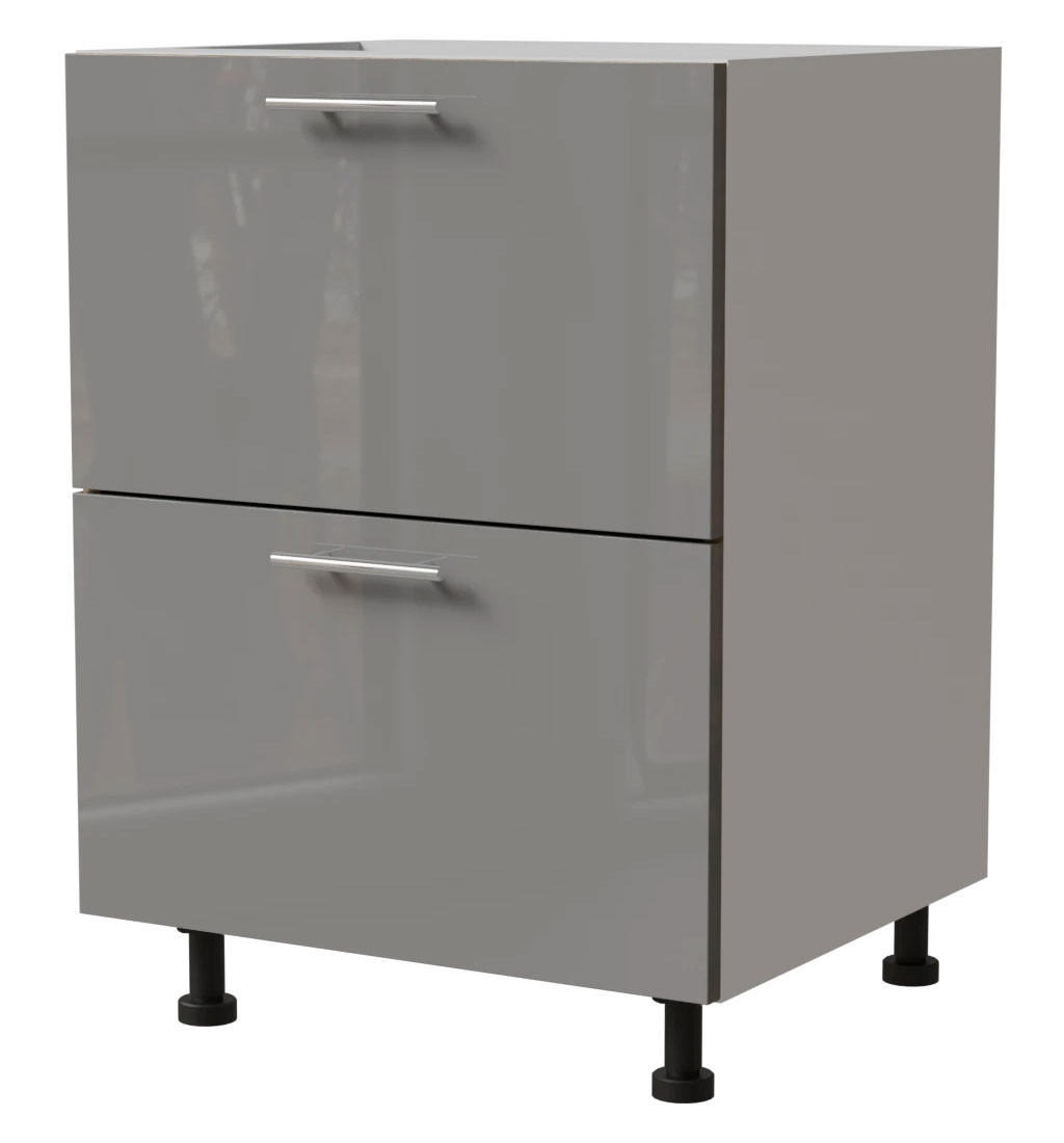 SCHUBLADENUNTERSCHRANK Essen D2A/60/1A Grau Hochglanz / Weiß Matt 60 / 50 / 82cm - Weiß/Grau, Holz/Holzwerkstoff (60/82/50cm) - Feldmann-Wohnen