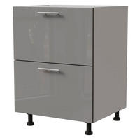 SCHUBLADENUNTERSCHRANK Essen D2A/60/1A Grau Hochglanz / Weiß Matt 60 / 50 / 82cm - Weiß/Grau, Holz/Holzwerkstoff (60/82/50cm) - Feldmann-Wohnen