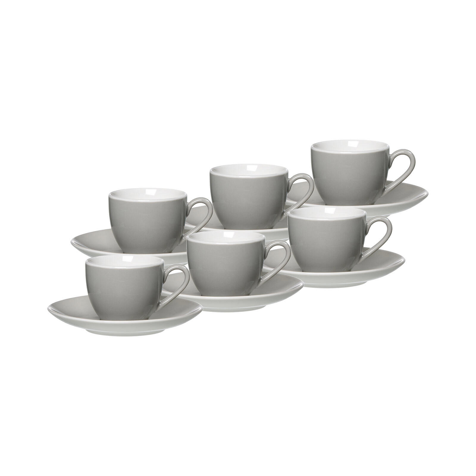 ESPRESSOTASSEN UND -UNTERTASSEN Doppio Grau 80 ml 6er Set - Grau, Keramik (12/7/12cm) - Ritzenhoff Breker