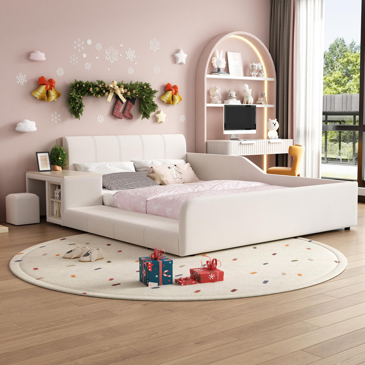 KINDERBETT 140x200 cm Tisch Samt weiß - Weiß, Textil (140/200cm) - LEBENLANG