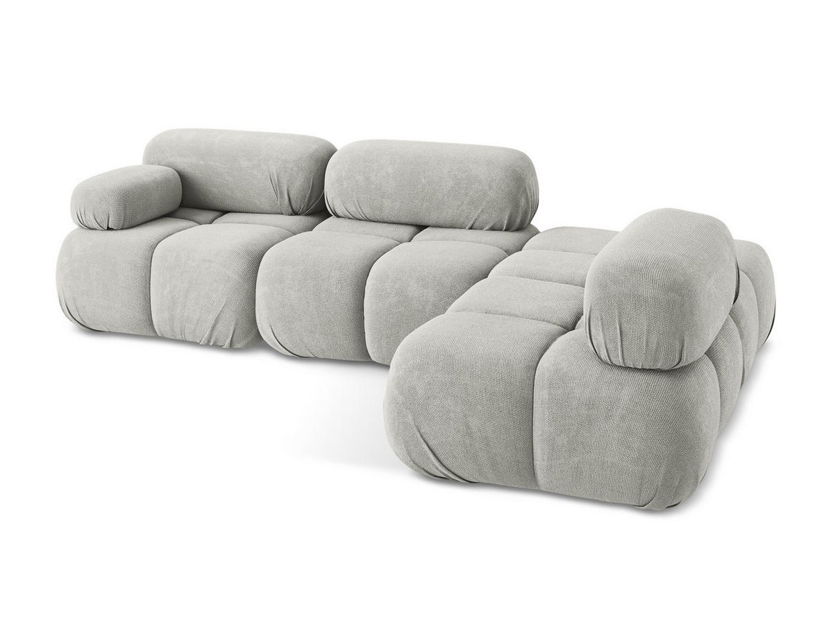 ECKSOFA Rechts Chenille Stoff Grau - Hellgrau/Schwarz, Kunststoff/Textil (285/190cm) - Makamii