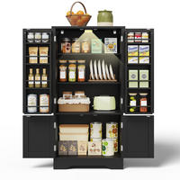 HOCHSCHRANK aus MDF mit 4 Türen, LED-Sensorlicht, 60/40/120 cm, Schwarz - Schwarz, Holzwerkstoff (40/120/60cm) - Redom