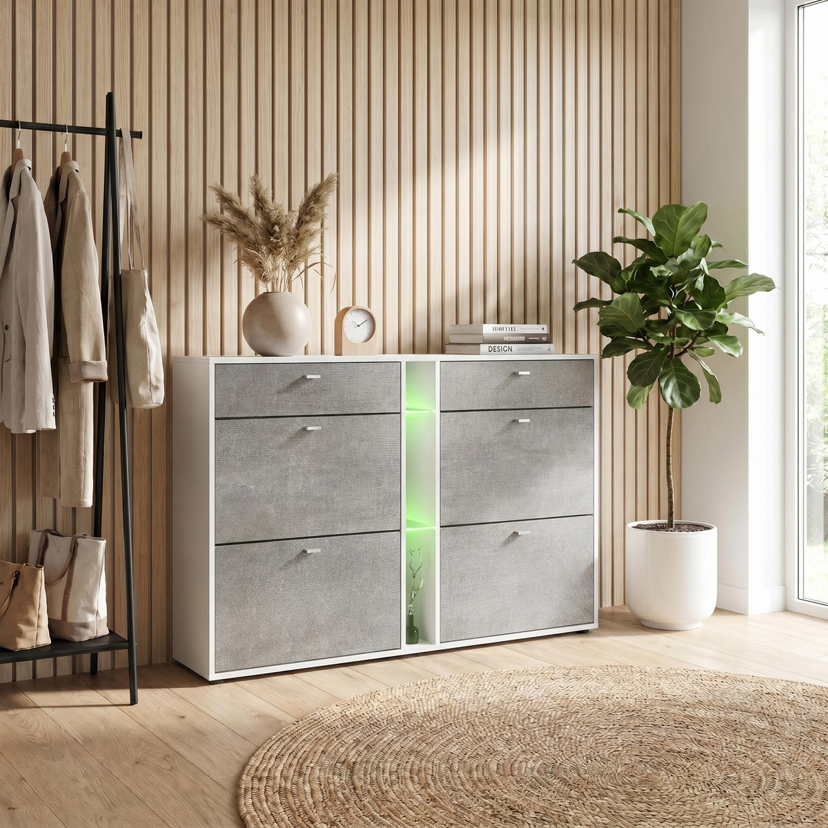 SCHUHSCHRANK Today Fronten in Braun meliert - Graubraun, Holzwerkstoff (155.5/95/28cm) - Vladon