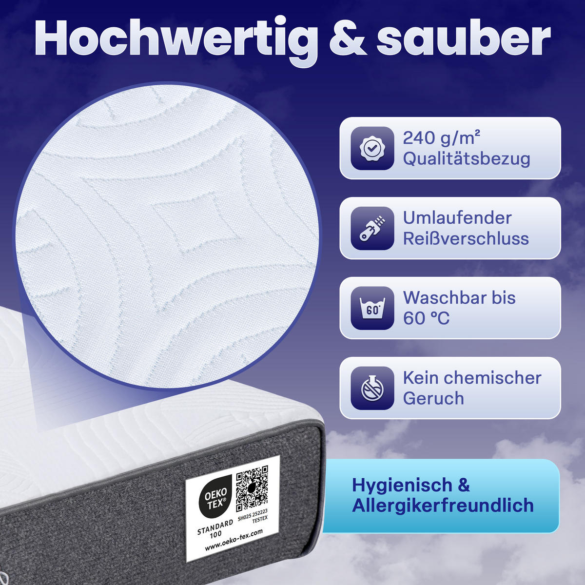 GEL-MATRATZE ANNA, Höhe 13cm, 140x200cm - Weiß, Textil (140/200cm) - Arensberger