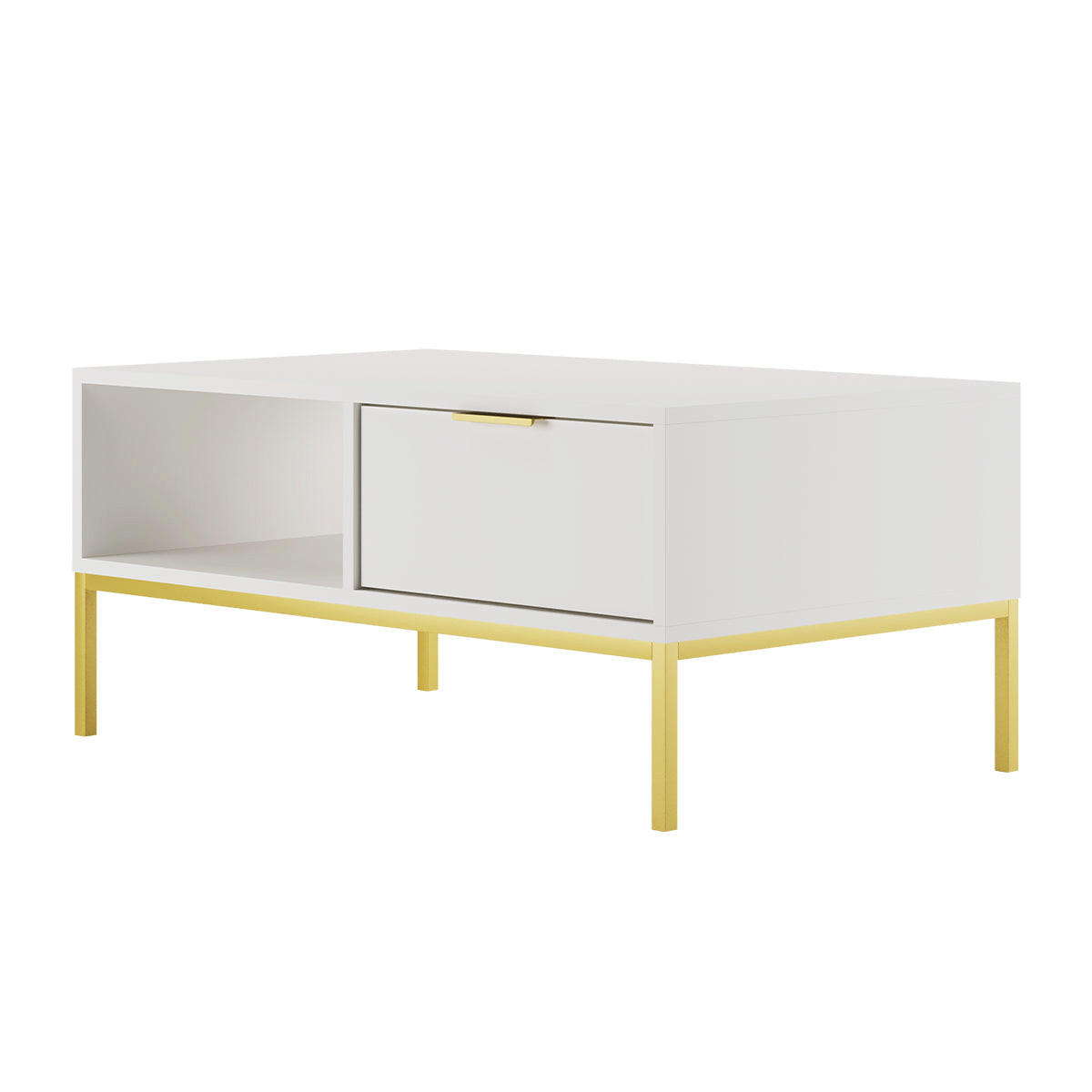 KLUBSKA MIZA Seattle Bela - bela, leseni material (60/100/45.4cm) - Petits-meubles