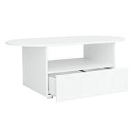 COUCHTISCH, wolkenförmige Tischplatte, Spanplatte, mit Schublade und offenem Fach, 100/60/40,5 cm, Weiß - Weiß, Holzwerkstoff (100/45.5/60cm) - Redom