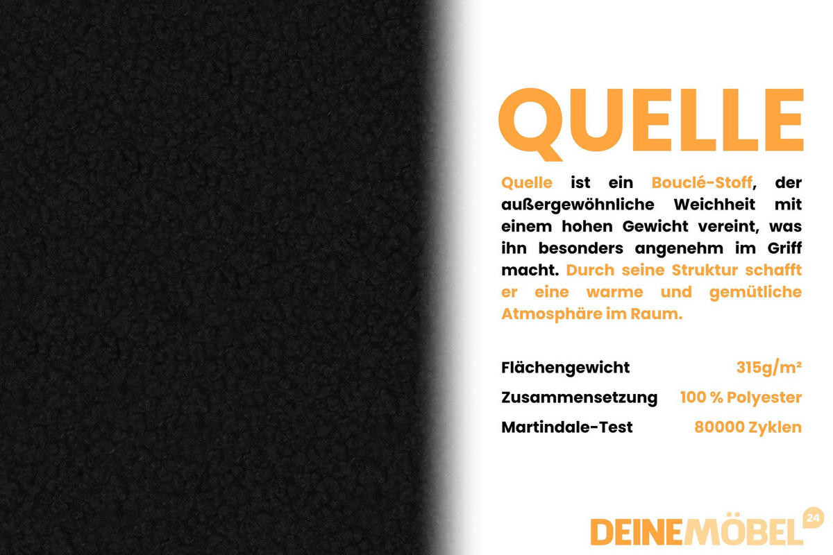 BOXBETT SUSAN LUX 180/200 in Boucle Schwarz H4 - Schwarz, Holz/Holzwerkstoff (180/200cm) - Deine Möbel 24