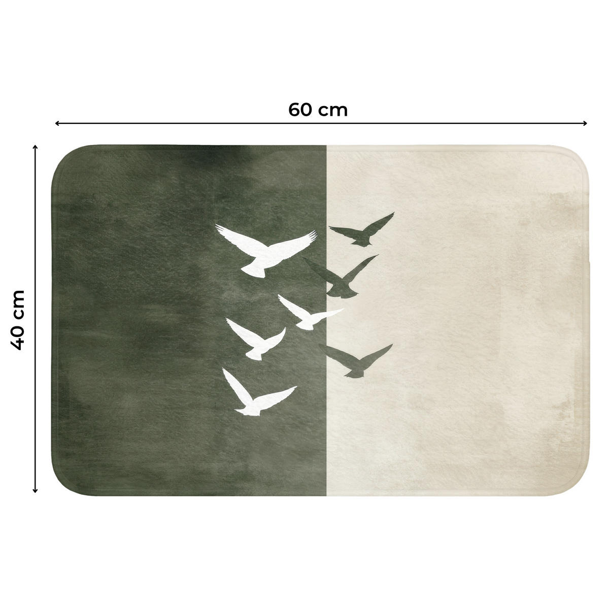 WC PŘEDLOŽKA Japandi - Pták - Zelený 60x40 cm - olivově zelená, textil/plast (60/1cm) - OnlyWow