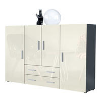 HIGHBOARD Nora Türen in Creme Hochglanz - Creme, Holzwerkstoff (166/106/35cm) - Vladon
