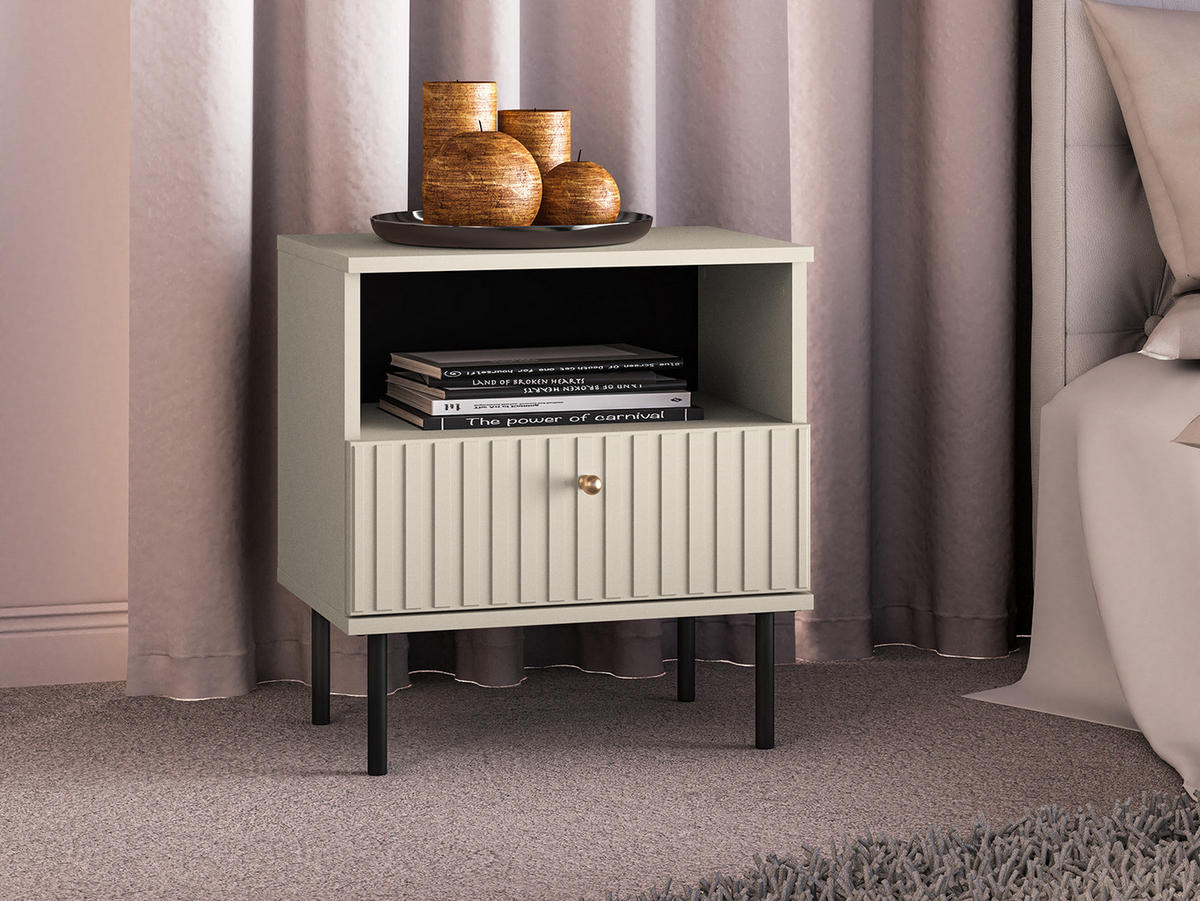 NACHTKONSOLE Sophie kaschmir matt 50 / 34 / 53cm - Kaschmir/Beige, Holz/Holzwerkstoff (50/53/34cm) - Feldmann-Wohnen