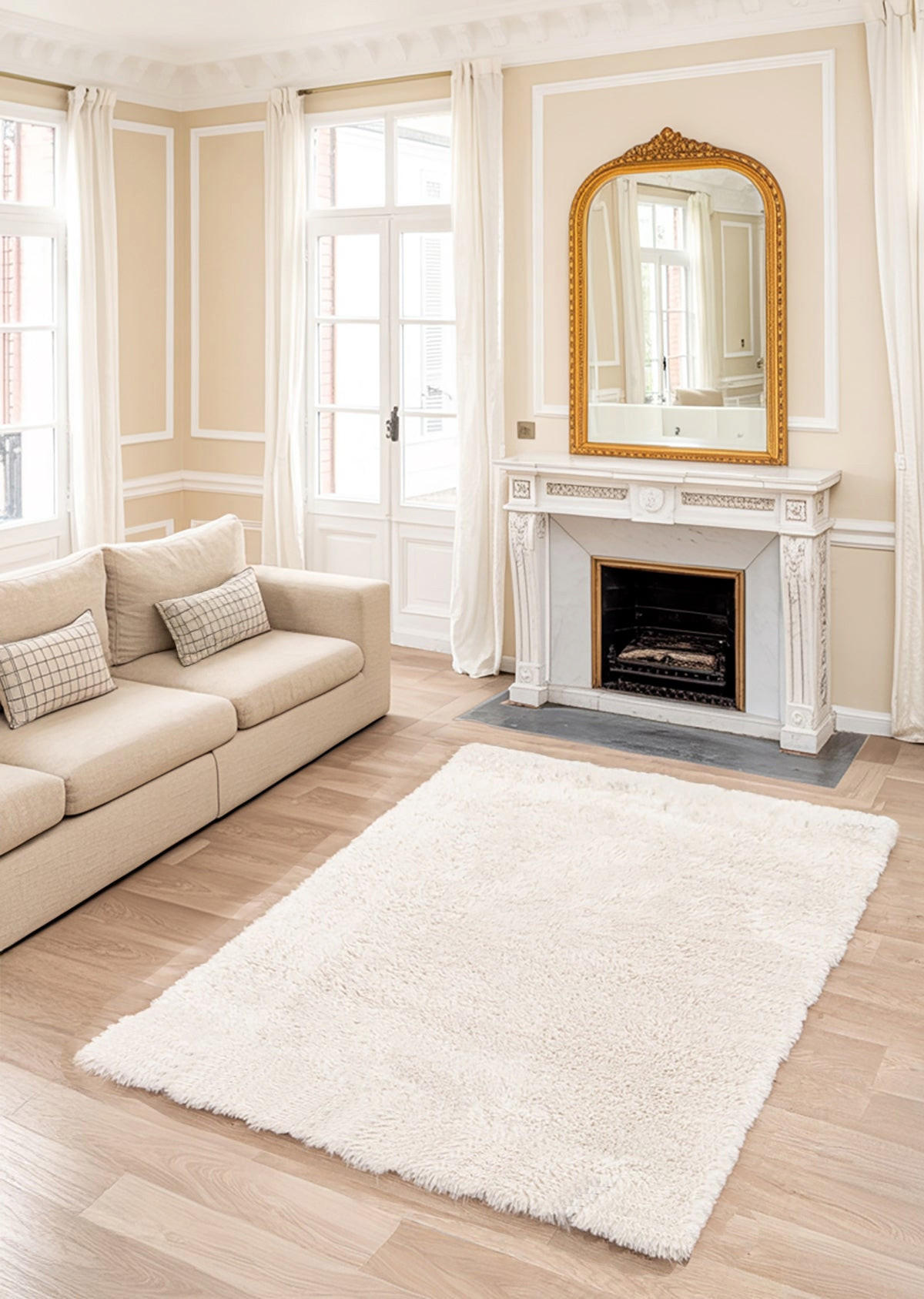 TEPPICH Shaggy ultraweich Wolloptik beige - Beige, Textil (200/290cm) - AFK Living