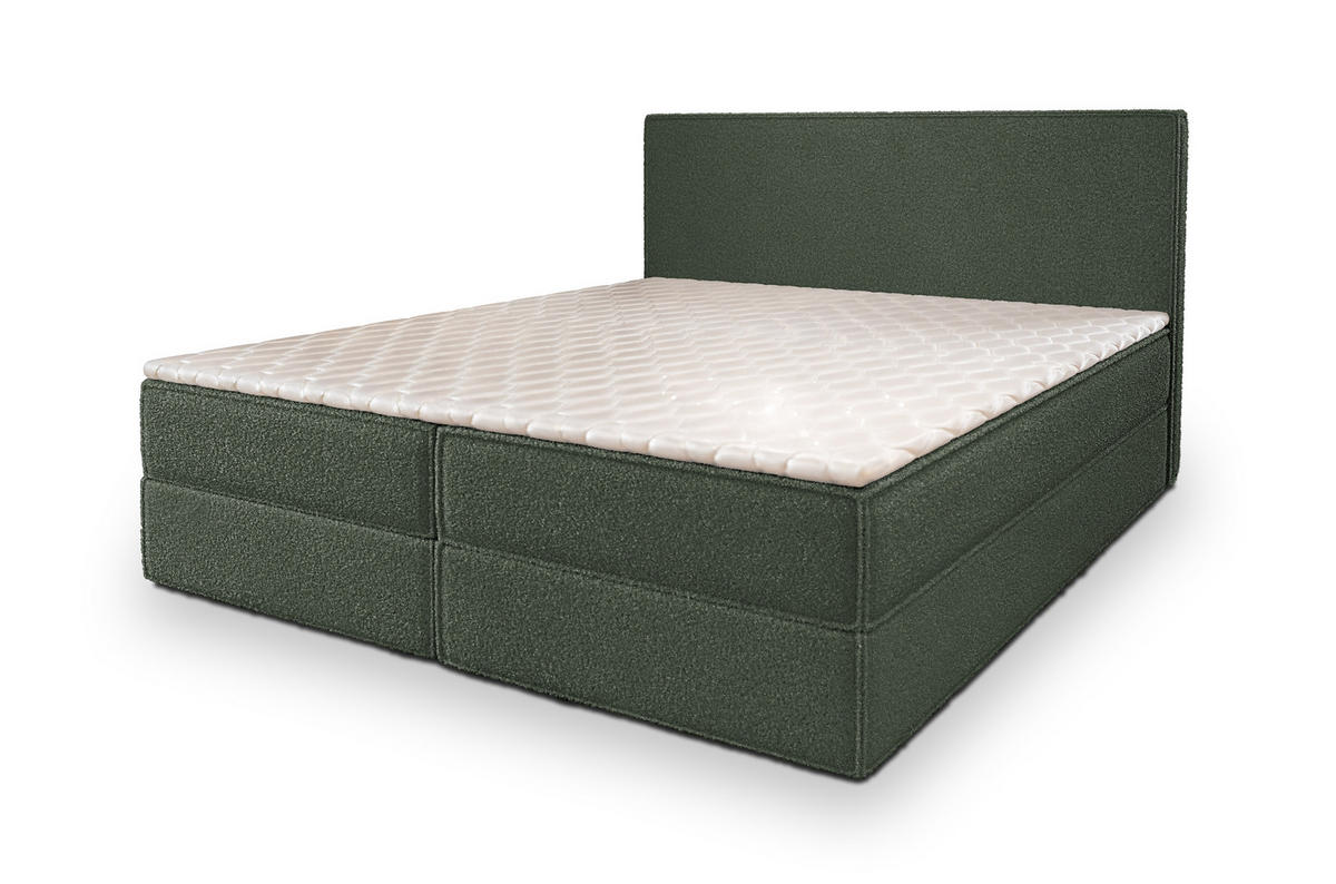BOXBETT PELLIO 160x200 cm mit Matratze und Topper - Grün - Grün, Holz (160/200cm) - MASSENO