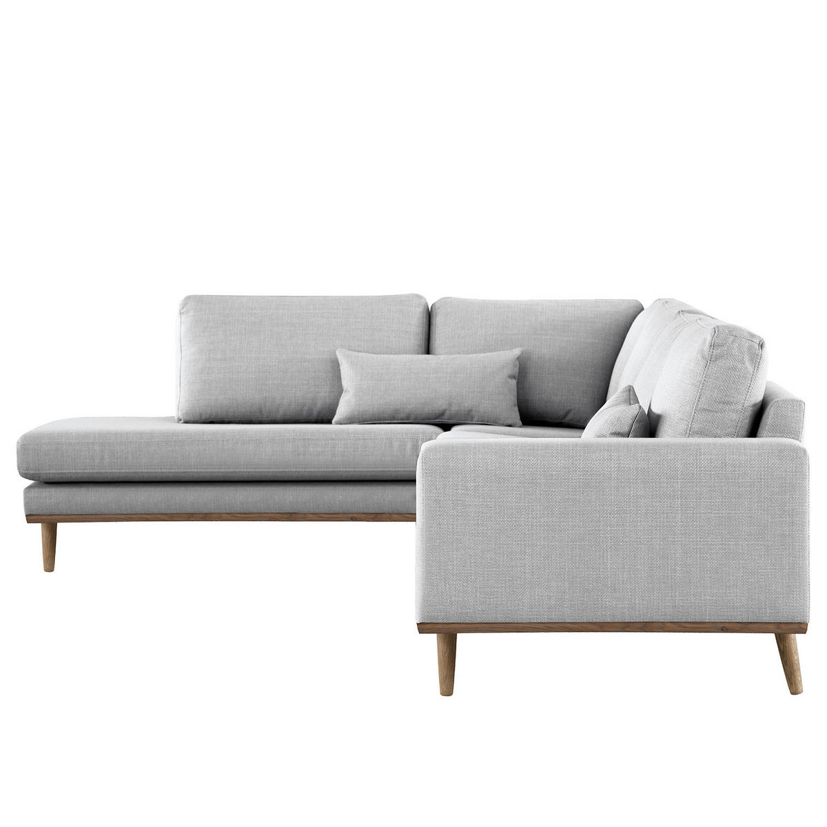 ECKSOFA mit Ottomane - Eichefarben/Hellgrau, Eichenholz/Textil (287/219cm) - home24