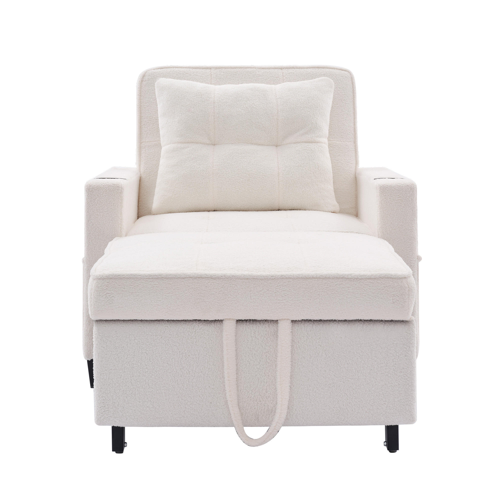 SCHLAFSESSEL DE-35012 3-in-1 mit USB und Getränkehaltern Weiß - Weiß, Metall (87/84/74cm) - ComfortXL