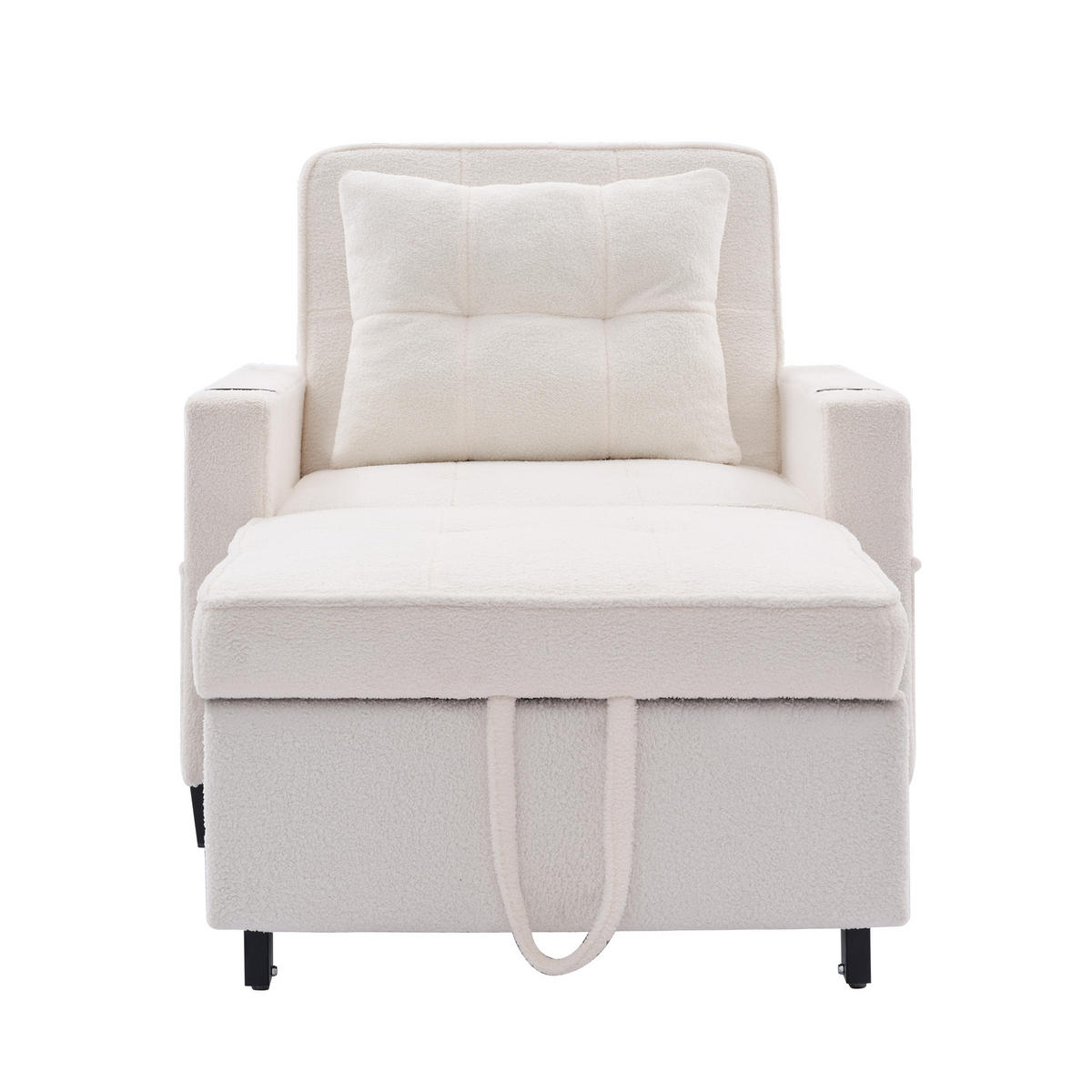 RELAXSESSEL 87/74/84 cm Weiß mit Getränkehaltern und USB Anschluss - Weiß, Textil (74/84/87cm) - Oxeza