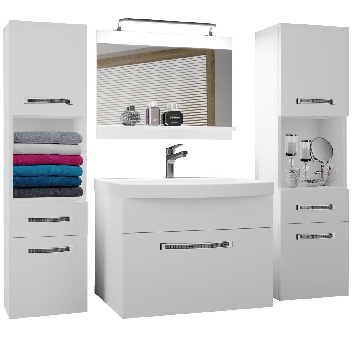 BADMÖBEL Badezimmer Weiß Matt - Weiß, Holz (140/113/40cm) - B BELINI GROUP