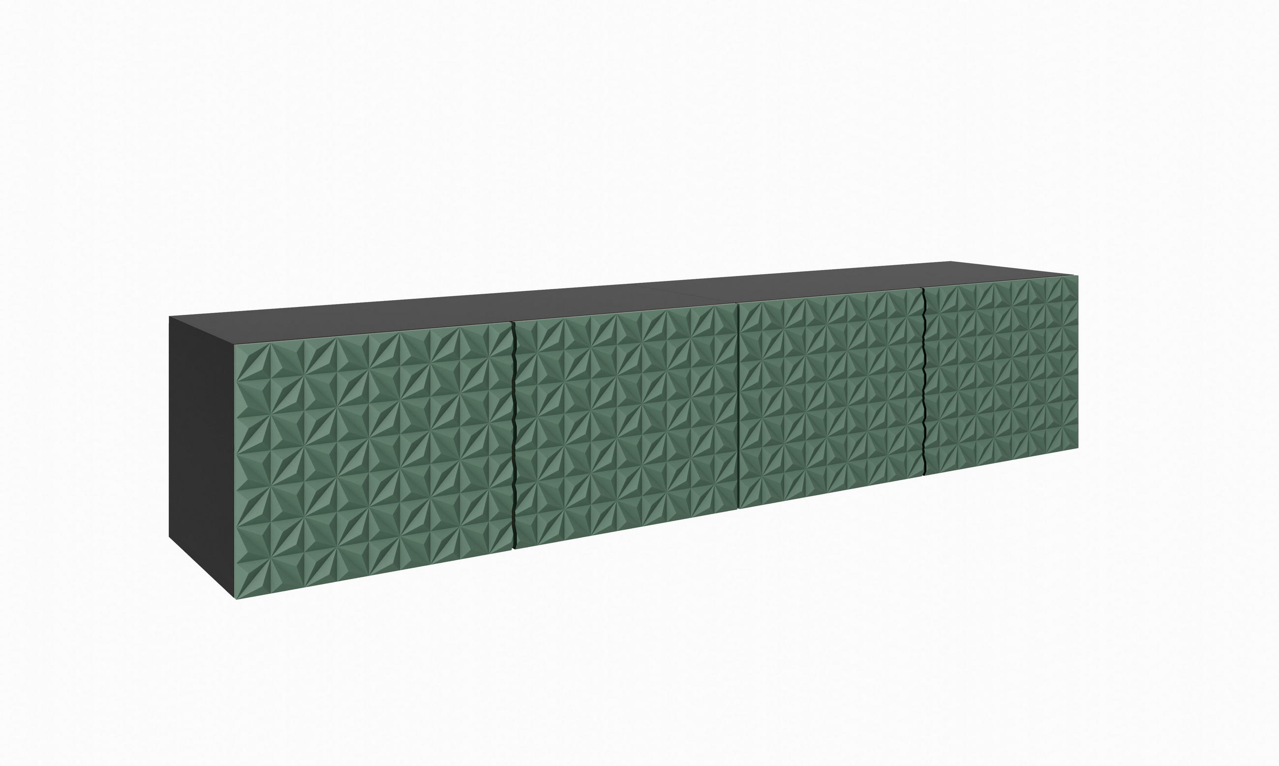 Meblini Tv-Schrank Schwarz, Grün 200x41x40 cm