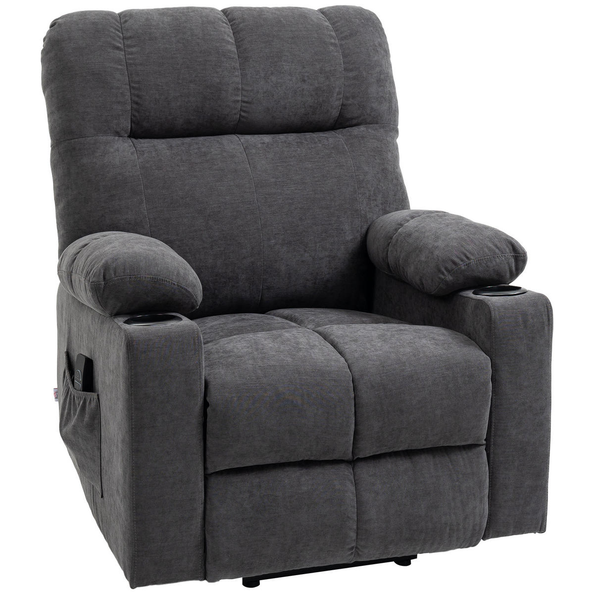 MASSAGESESSEL DE-06396 elektrisch, Wärme, 135° neigbar Dunkelgrau - Dunkelgrau, Textil/Metall (95/109/91cm) - ComfortXL