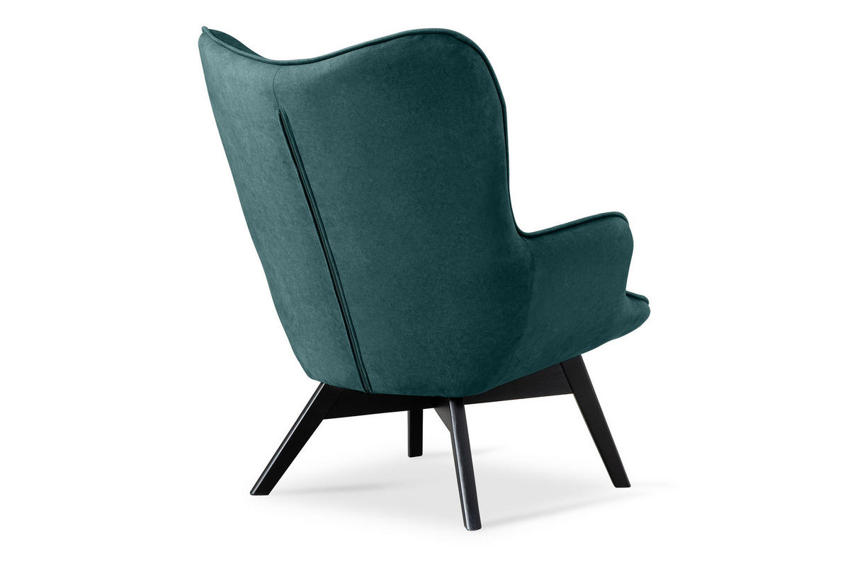 SESSEL GLORI mit Armlehnen, Blaugrün - Blau/Schwarz, Holz/Textil (78/94/88cm) - KONSIMO®