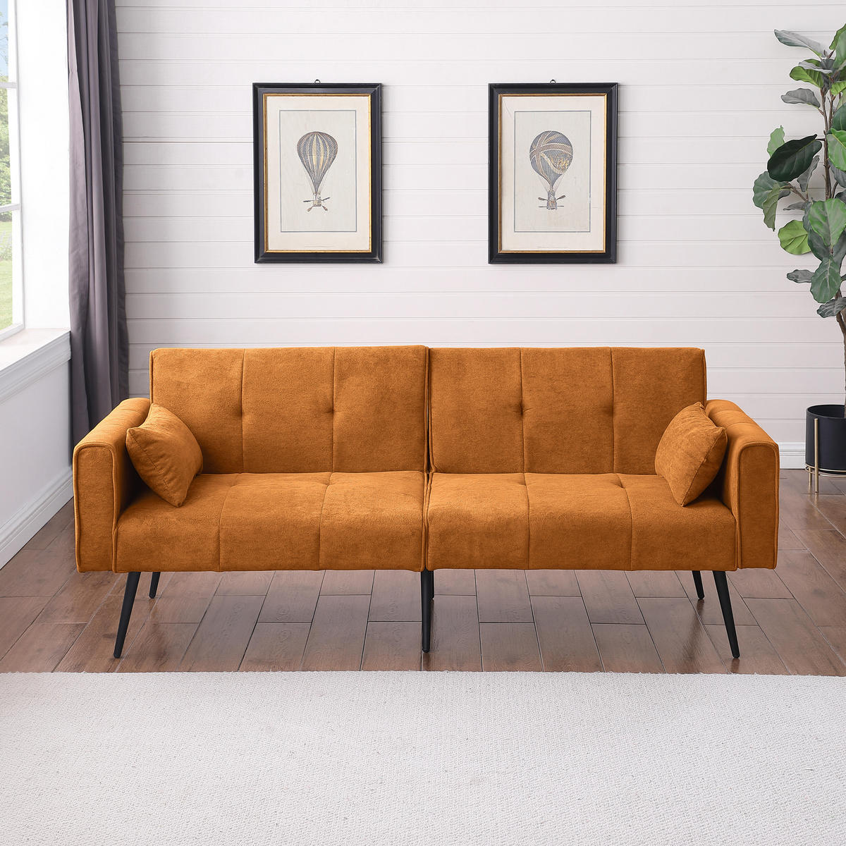 2-SITZER SCHLAFSOFA Cord Orange mit Schlaffunktion - Orange, Holzwerkstoff/Textil (175/71/71cm) - WISHDOR