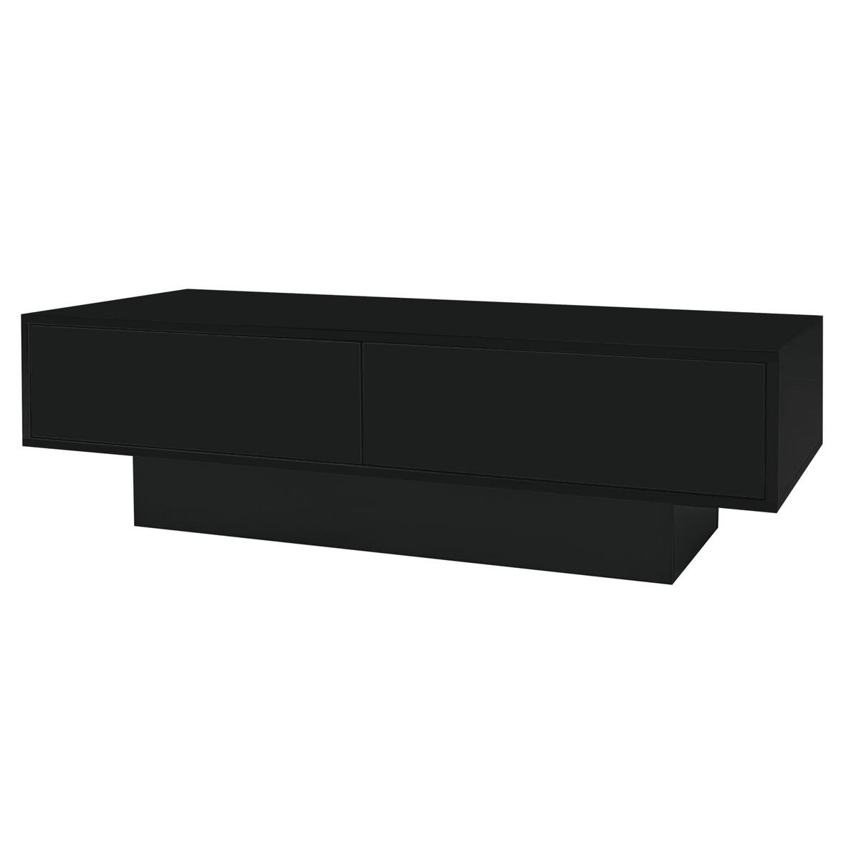 COUCHTISCH Schwarz Hochglanz mit 2 Schubladen und LED-Licht, 115/55/34 cm,Schwarz - Schwarz, Holzwerkstoff (55/115/34cm) - Redom