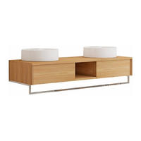 DOPPELWASCHTISCH - 140 cmcm x 50 cmcm - Holz, Platte - Naturfarben Hell - KUPANG - Naturfarben, Holz (140/32/50cm) - Vente-Unique