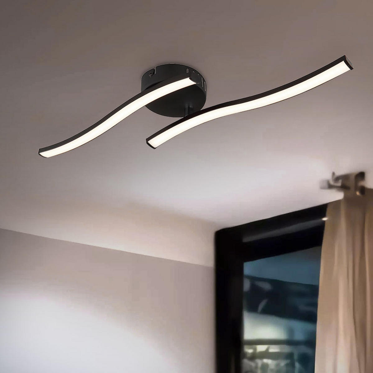 LED DECKENLEUCHTE Tyler Schwarz Matt - Schwarz, Kunststoff (51.5/10/7.2cm) - Globo Lighting