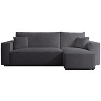 ECKSOFA Scarlo Dunkelgrau Bouclé-Bezug - Dunkelgrau/Schwarz, Kunststoff/Textil (244/145cm) - Selsey