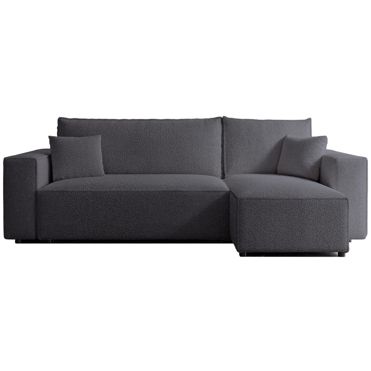 ECKSOFA Scarlo Dunkelgrau Bouclé-Bezug - Dunkelgrau/Schwarz, Kunststoff/Textil (244/145cm) - Selsey