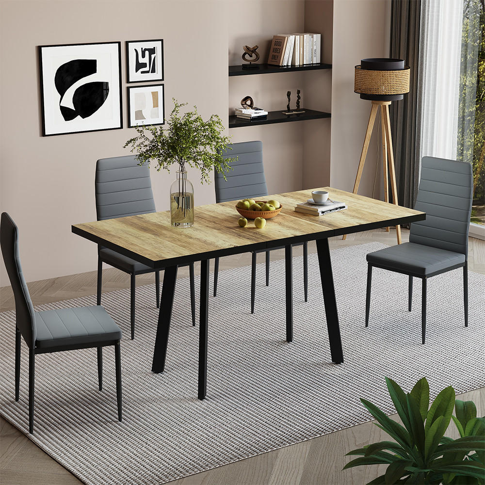 JÍDELNÍ STŮL Tisko Rustikální dub/černá - divoký dub/černá, kompozitní dřevo (80/160/76cm) - Vicco